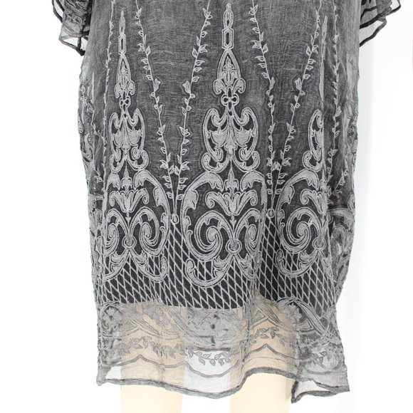 Save The Queen Gray Silk Lace Shift Dress w/Lining - Picture 5 of 13